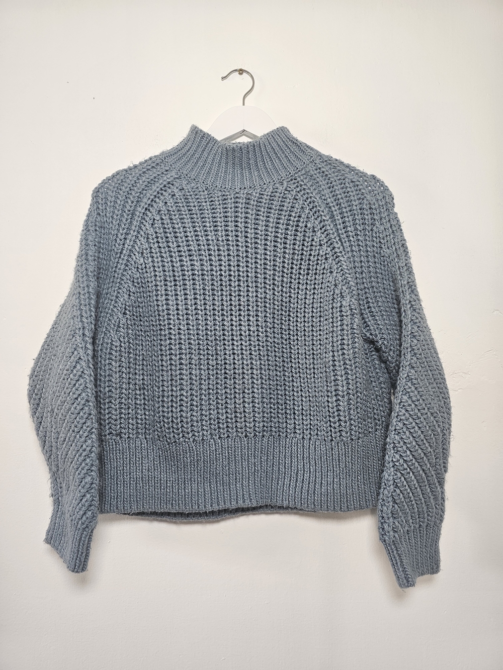H&M Dusty Blue Chunky Mock Neck Sweater